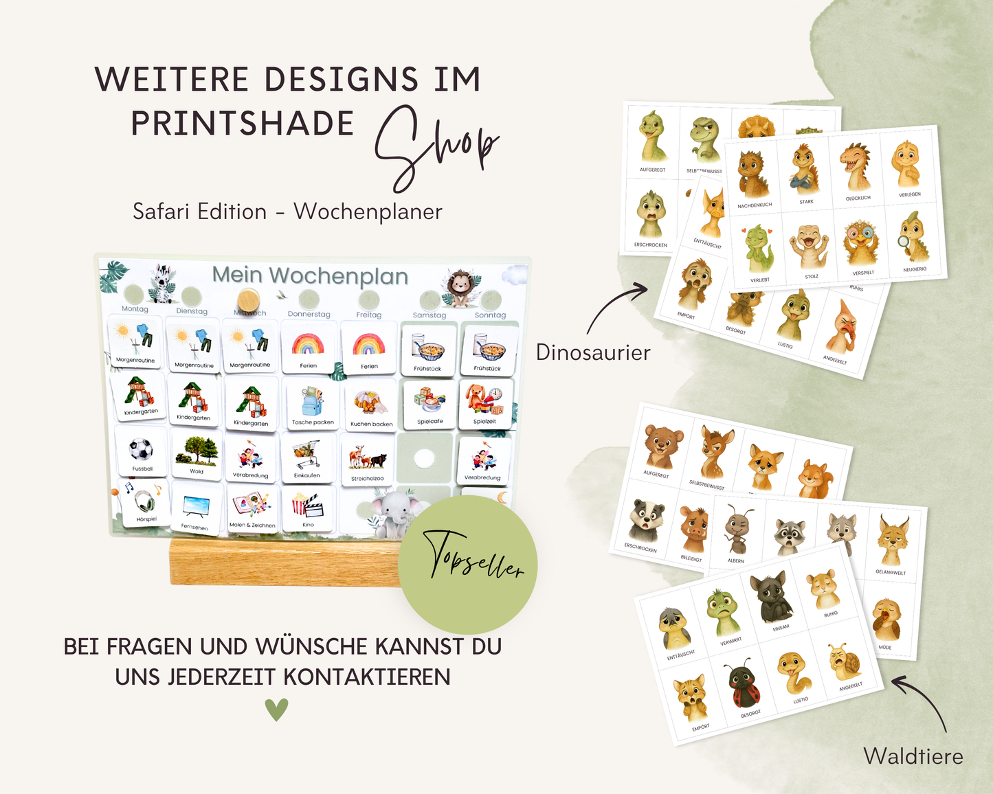 Emotionskarten 32 KARTEN - Design SAFARI TIERE