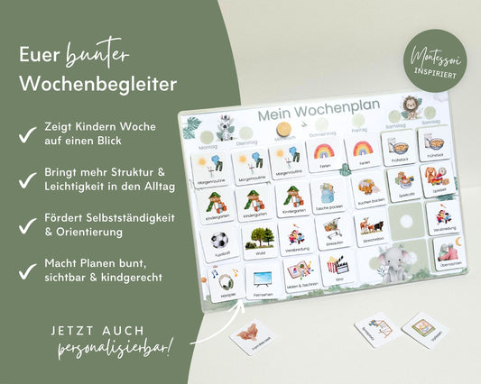 Wochenplaner inkl. Symbolkarten - Design SAFARI - Personalisierbar