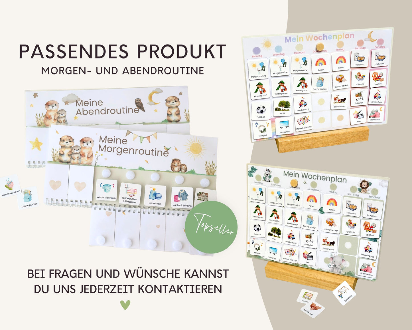 Wochenplaner inkl. Symbolkarten - Design OTTER - Personalisierbar