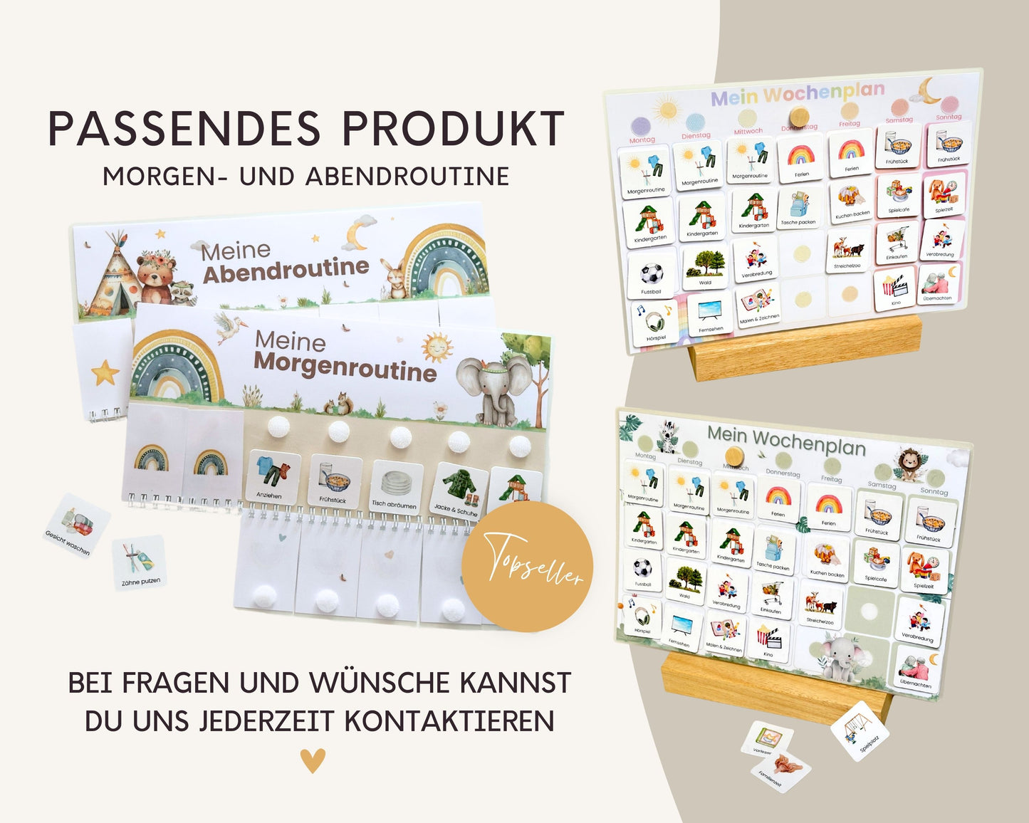 Wochenplaner inkl. Symbolkarten - Design BOHO TIERE - Personalisierbar