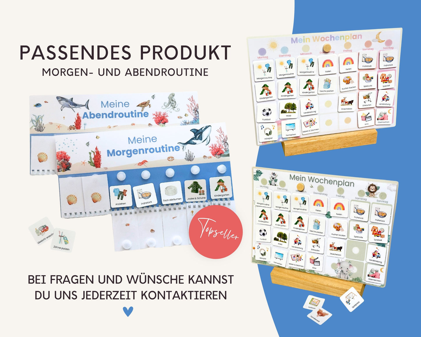 Wochenplaner inkl. Symbolkarten - Design MEER - Personalisierbar