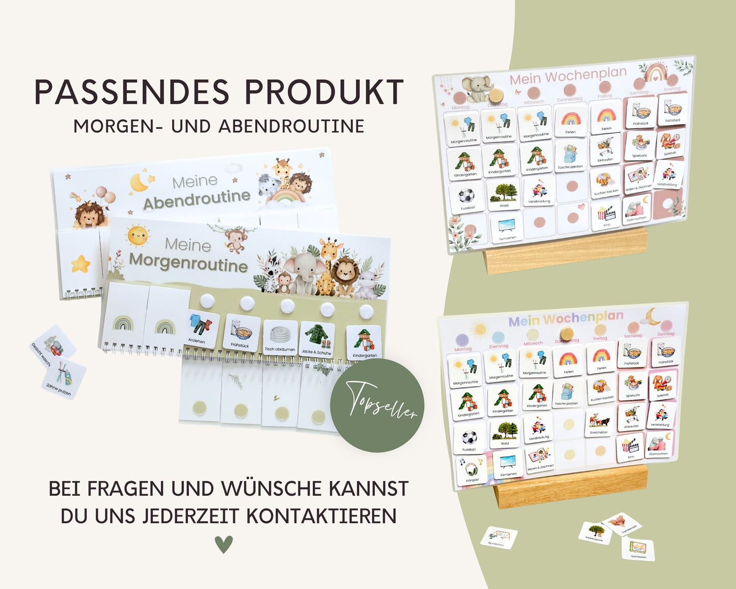 Printshade Montessori Sortiment mit Wochenplaner, Morgenroutine und Abendroutine, Topseller für Familien mit Kleinkindern