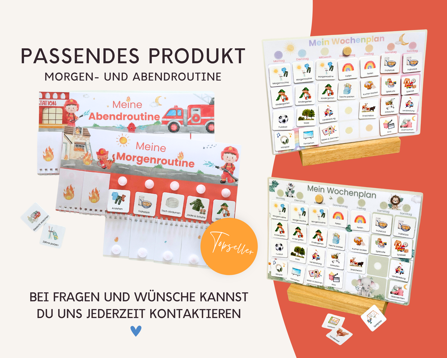 Wochenplaner inkl. Symbolkarten - Design FEUERWEHR - Personalisierbar