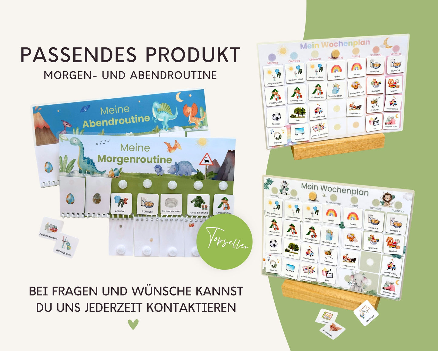 Wochenplaner inkl. Symbolkarten - Design DINOSAURIER - Personalisierbar