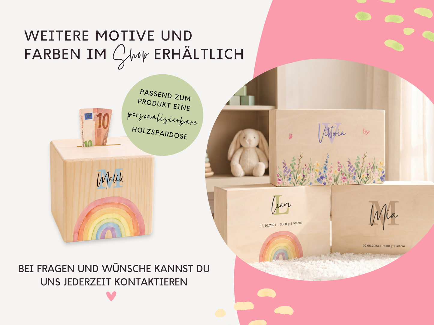 Erinnerungsbox personalisiert Regenbogen Bunt