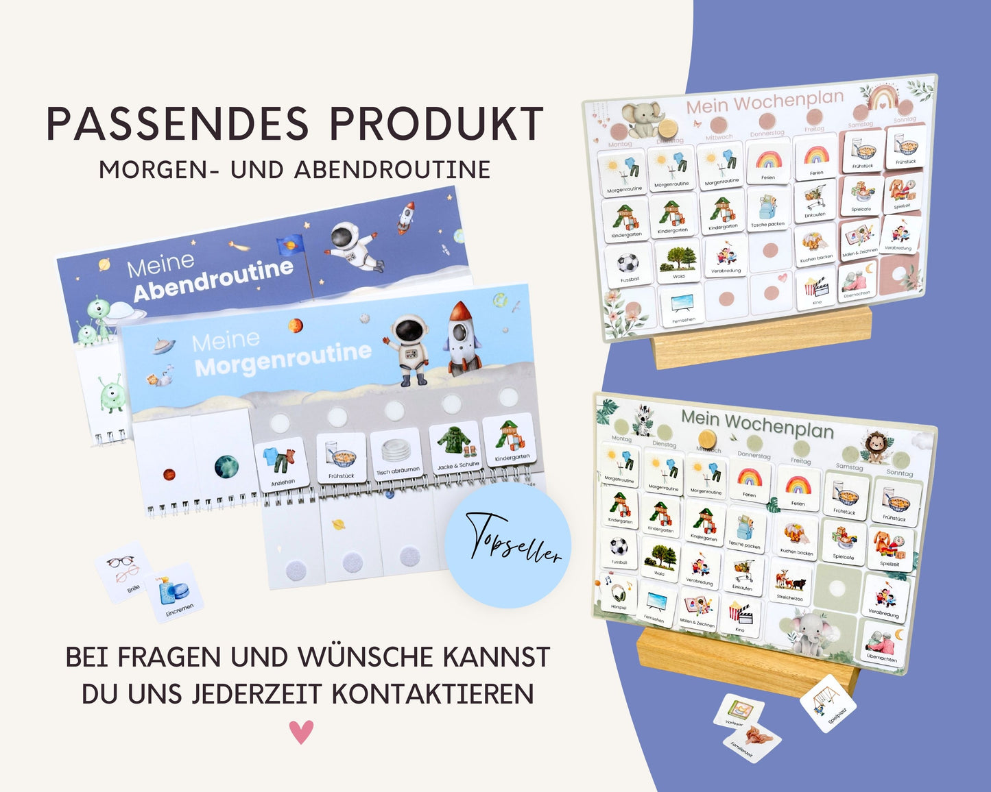 Wochenplaner inkl. Symbolkarten - Design ASTRONAUT - Personalisierbar