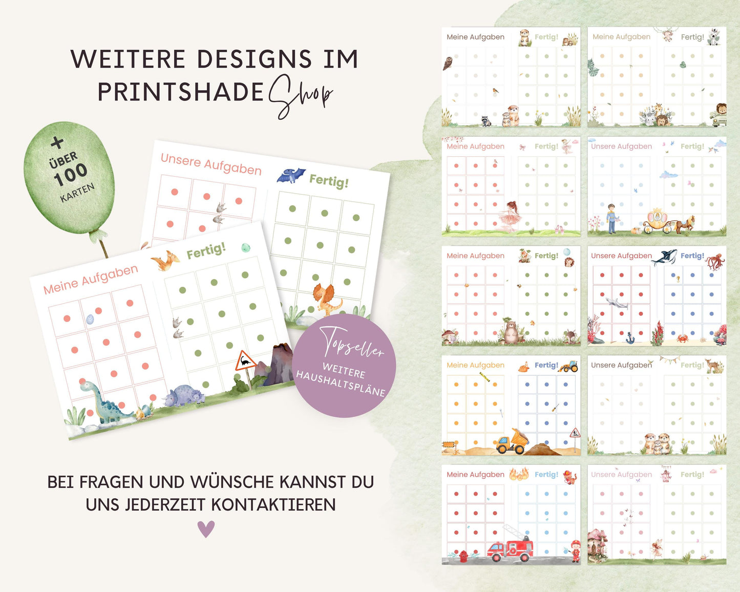 Haushaltsplan To-Do-Liste inkl. Symbolkarten - Design DINOSAURIER