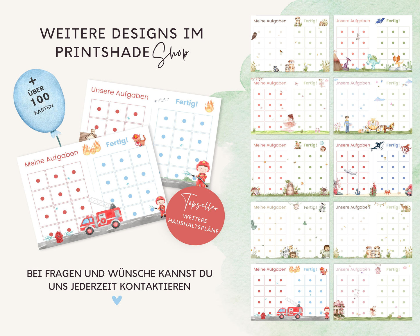 Haushaltsplan To-Do-Liste inkl. Symbolkarten - Design FEUERWEHR