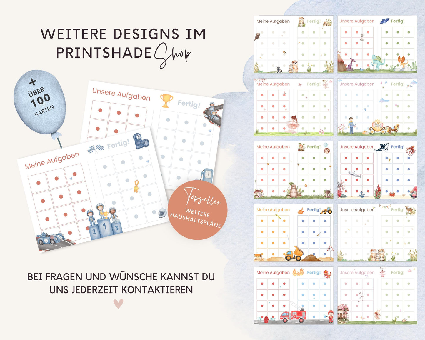 Haushaltsplan To-Do-Liste inkl. Symbolkarten - Design AUTOS