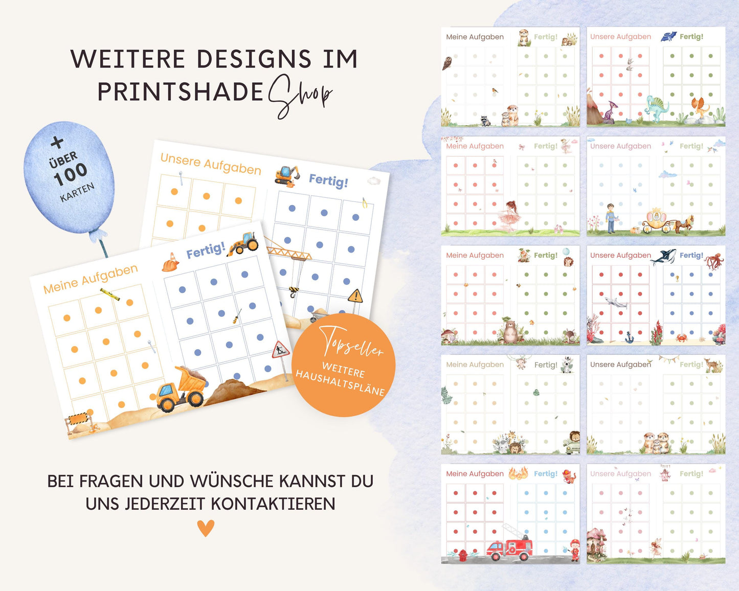 Haushaltsplan BAGGER inkl. Symbolkarten