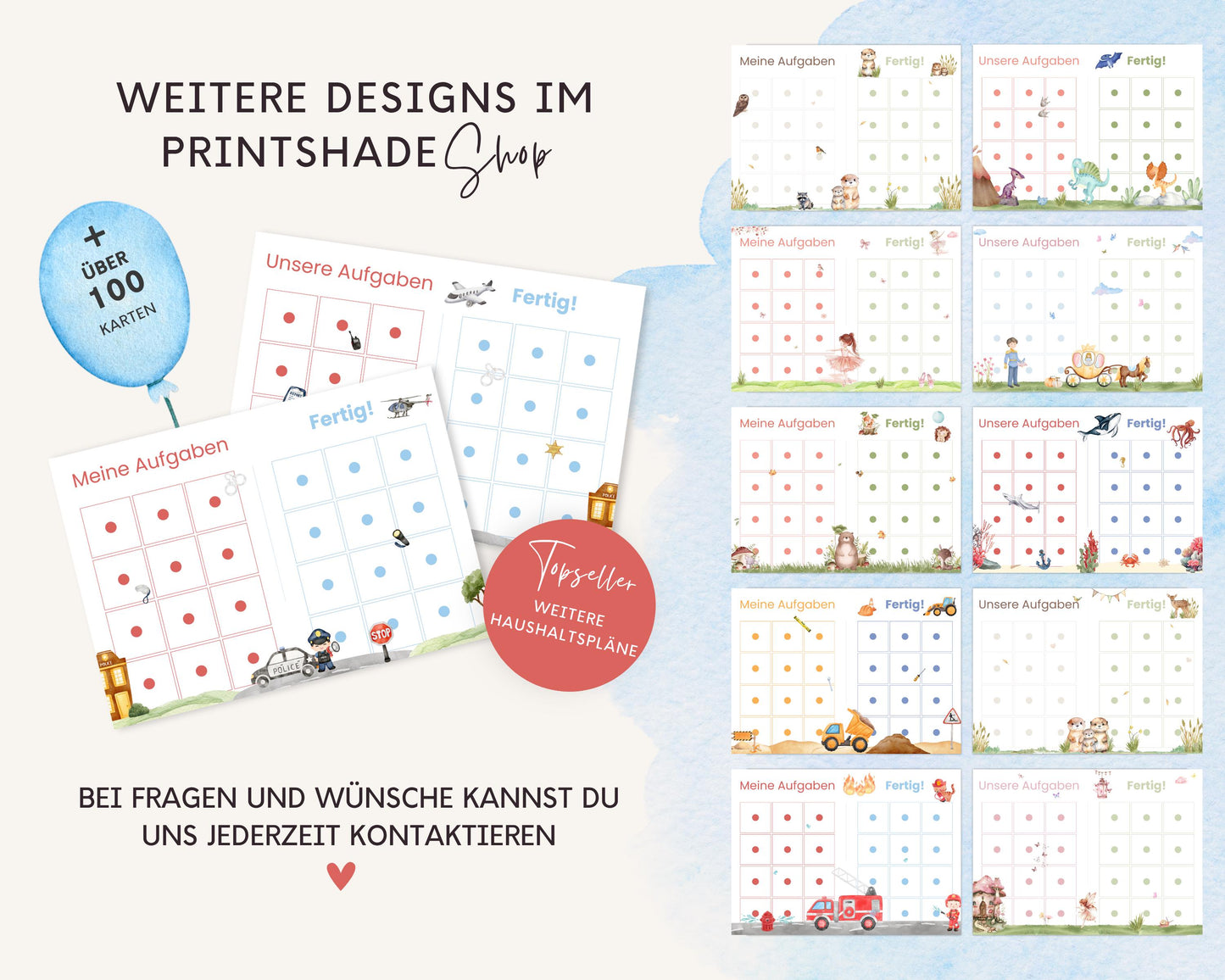 Haushaltsplan To-Do-Liste inkl. Symbolkarten - Design POLIZEI