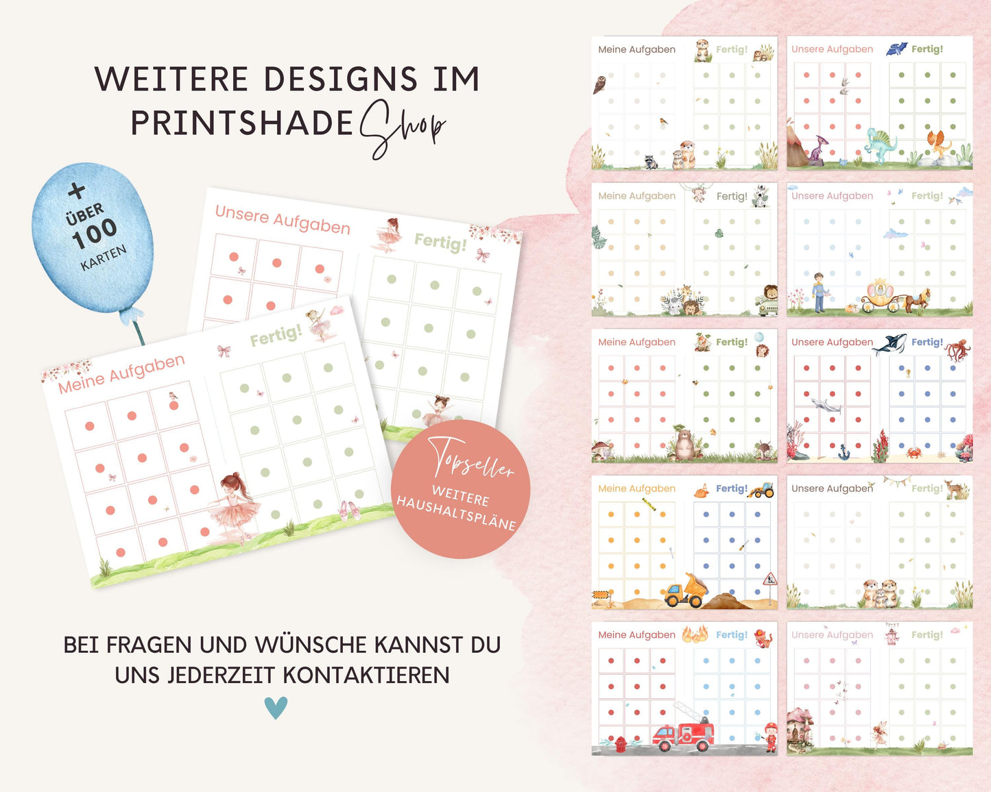 Haushaltsplan To-Do-Liste inkl. Symbolkarten - Design BALLERINA