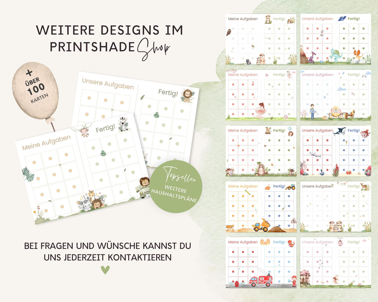 Haushaltsplan To-Do-Liste inkl. Symbolkarten - Design SAFARI