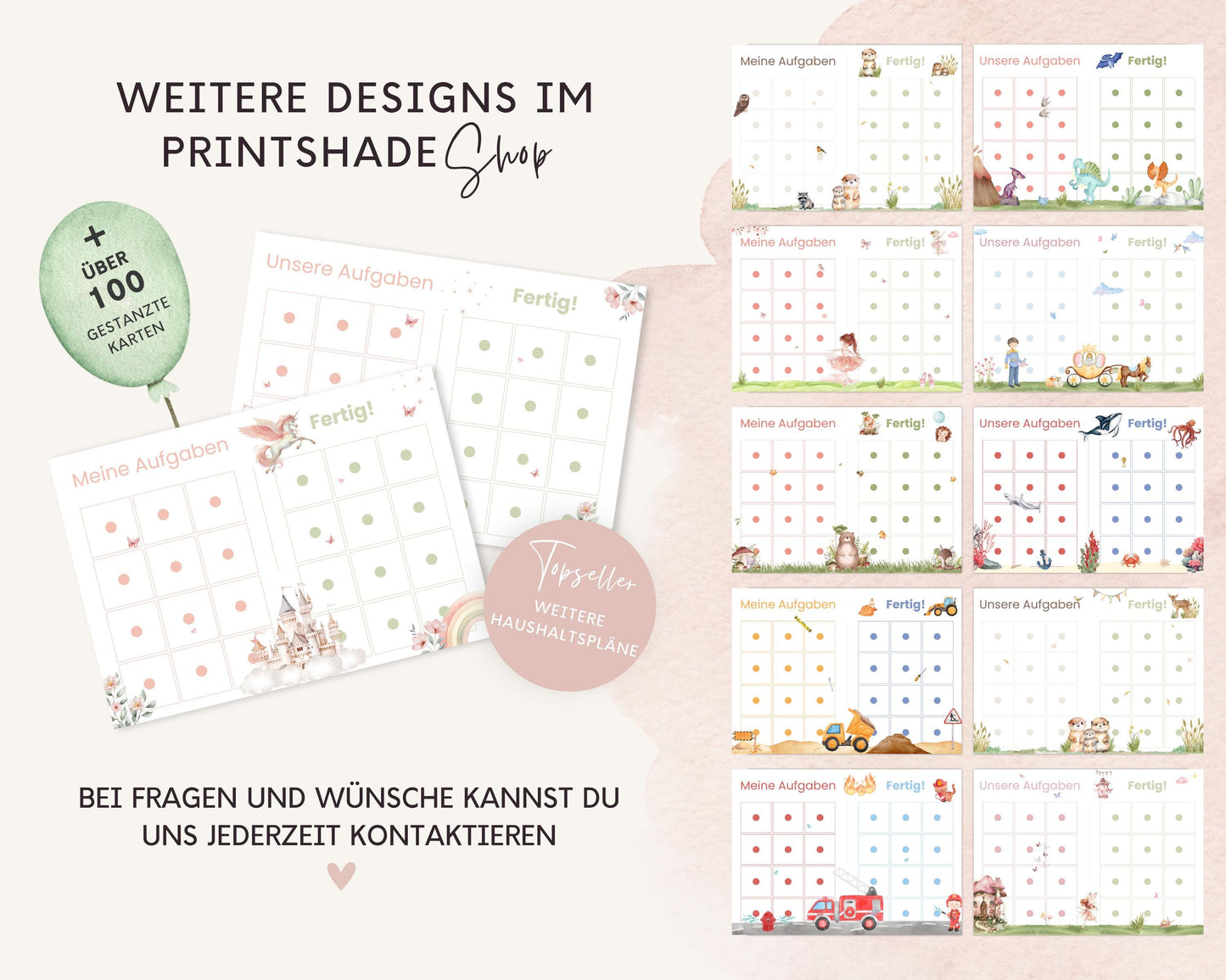 Haushaltsplan To-Do-Liste inkl. Symbolkarten - Design EINHORN