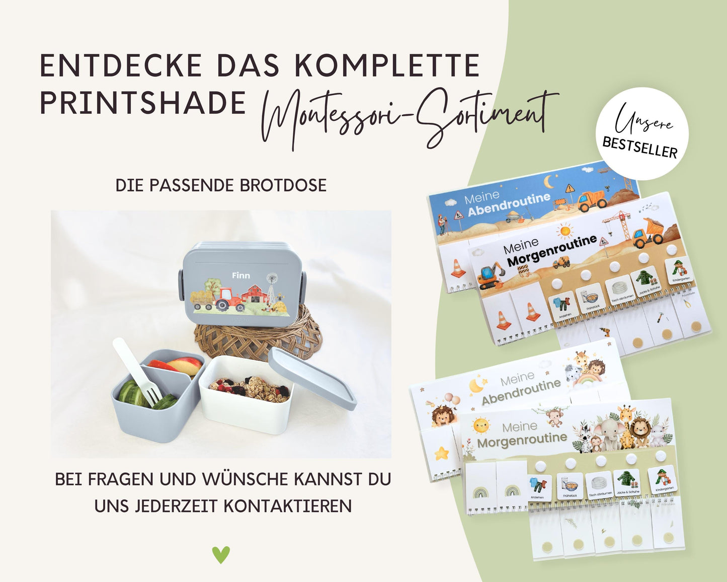 Routineplaner Montessori inkl. Symbolkarten - Design TRAKTOR - Personalisierbar