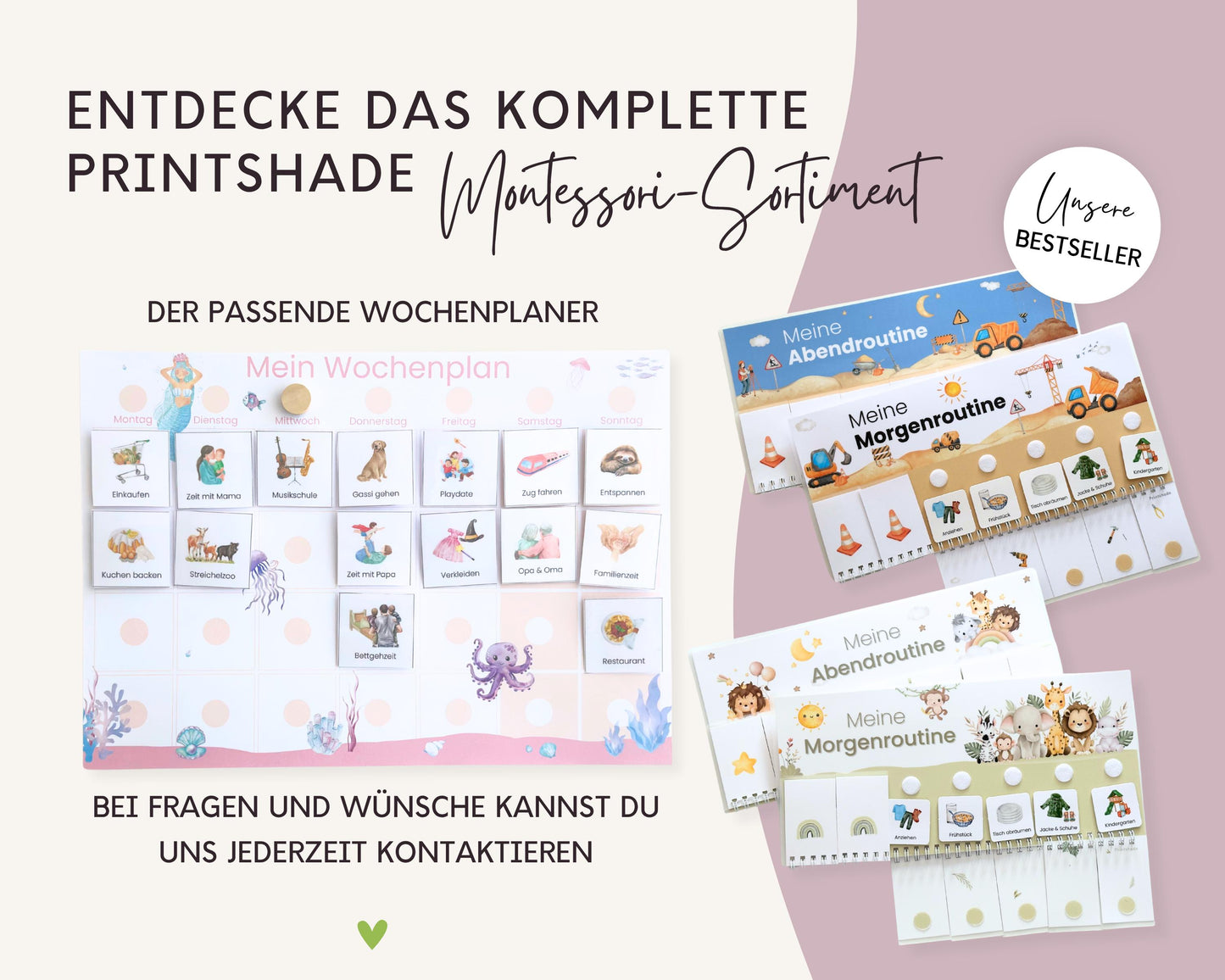 Routineplaner MEERJUNGFRAU ROSA inkl. Symbolkarten