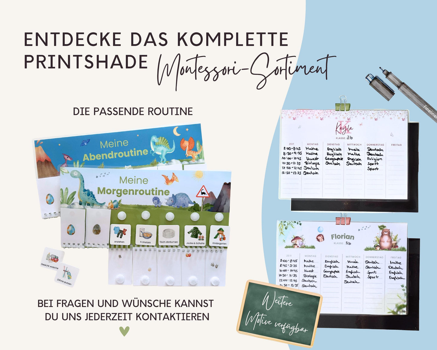 Stundenplan Magnet personalisierbar - Design DINOSAURIER