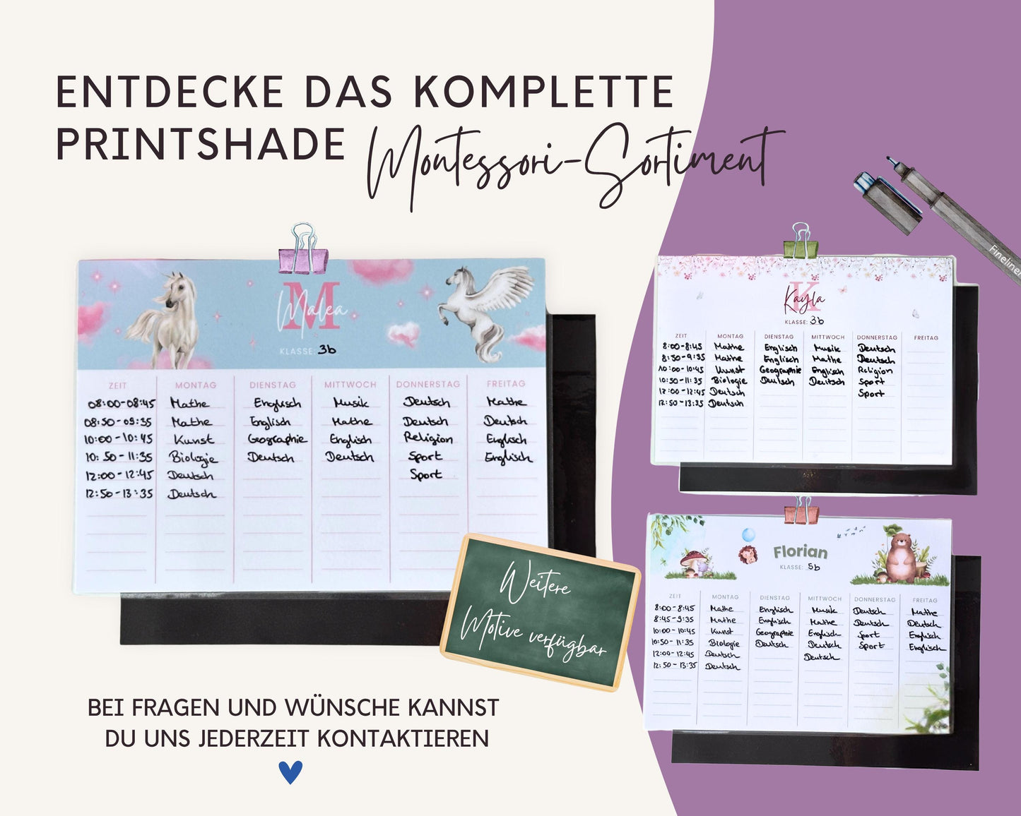 Stundenplan Magnet personalisierbar - Design PFERDE