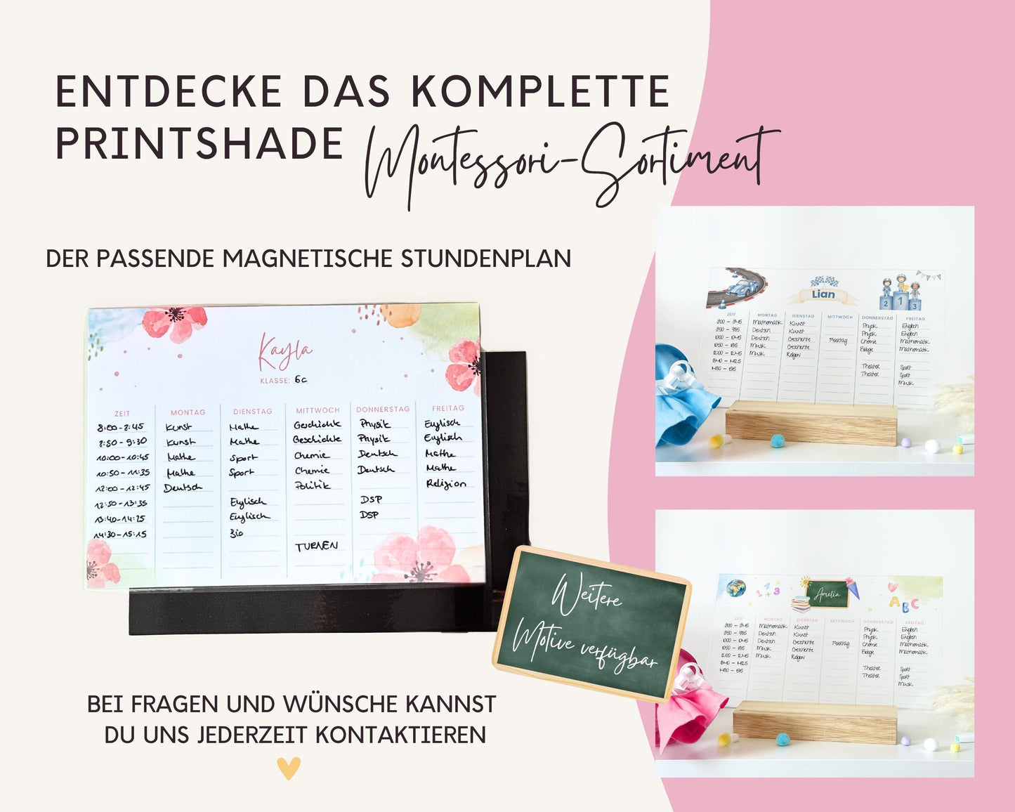 Stundenplan Acryl personalisierbar - Design BLUMEN AQUARELL