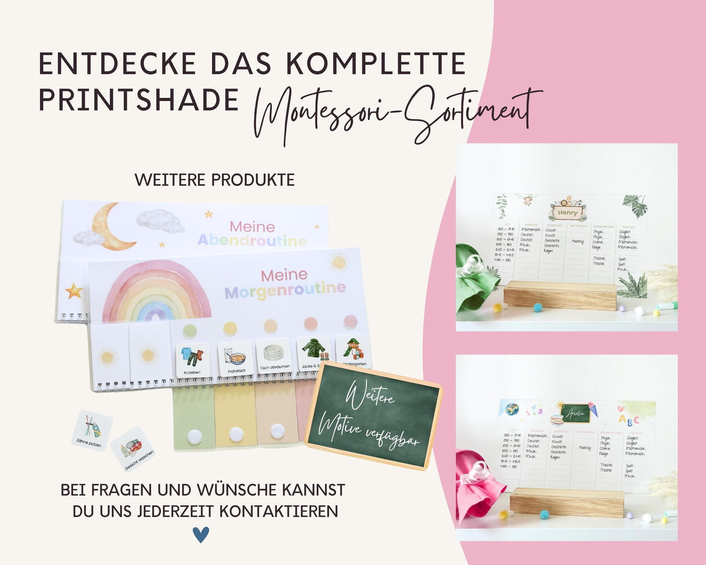 Stundenplan Acryl personalisierbar - Design REGENBOGEN ROSA