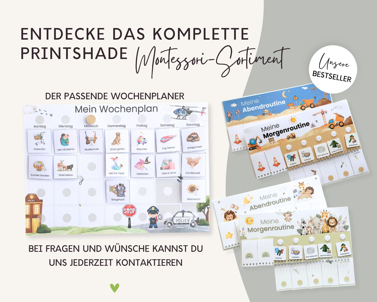 Routineplaner Montessori inkl. Symbolkarten - Design POLIZEI - Personalisierbar