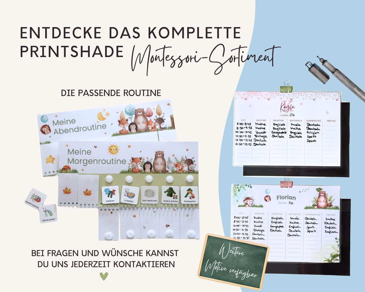Stundenplan Magnet personalisierbar - Design WALDTIERE