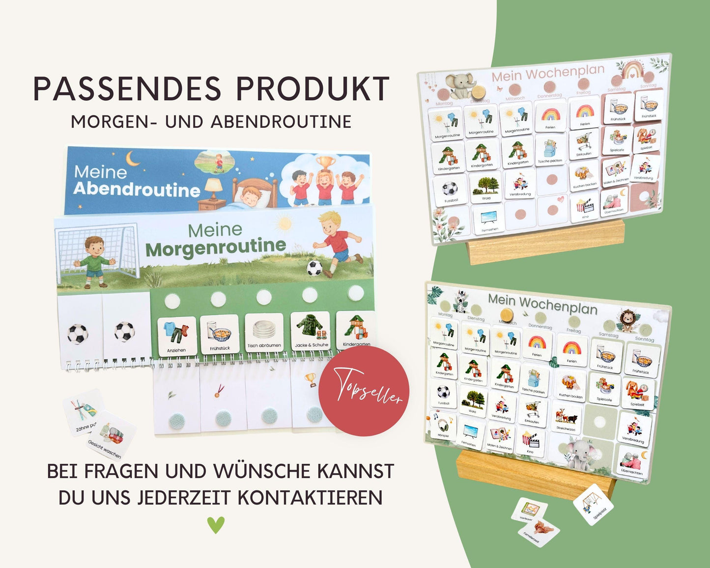 Wochenplaner inkl. Symbolkarten - Design FUSSBALL - Personalisierbar