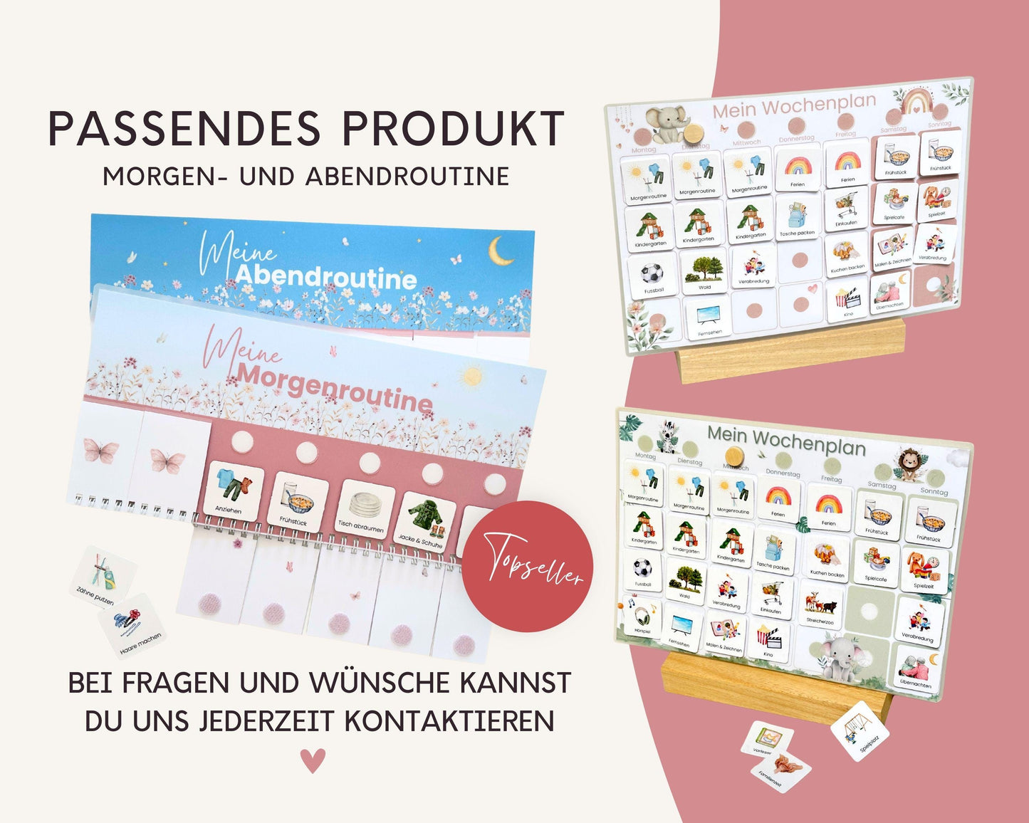 Wochenplaner inkl. Symbolkarten - Design BLUMEN - Personalisierbar