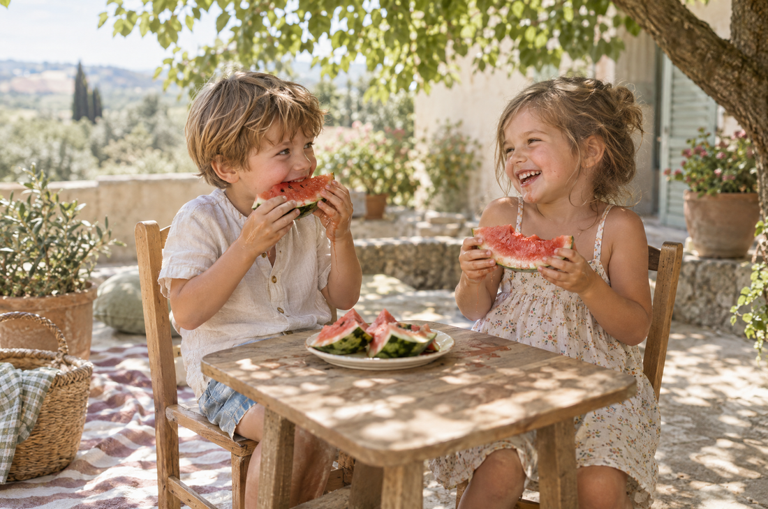 Kinder spielen an einem Sommertag entspannt draußen in den Ferien