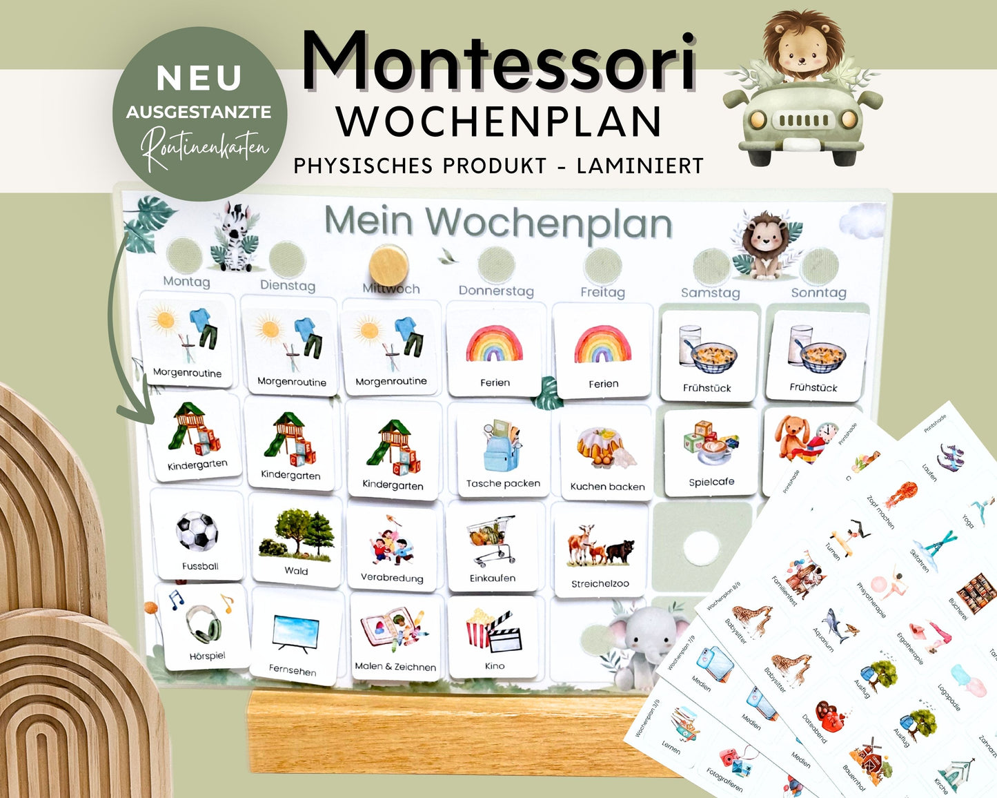 Wochenplaner inkl. Symbolkarten - Design SAFARI - Personalisierbar
