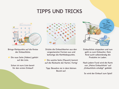 Einkaufsliste inkl. Symbolkarten - Design SUPERMARKT KINDER - Personalisierbar