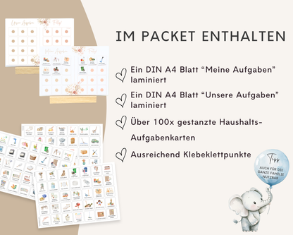 Haushaltsplan BEIGE inkl. Symbolkarten