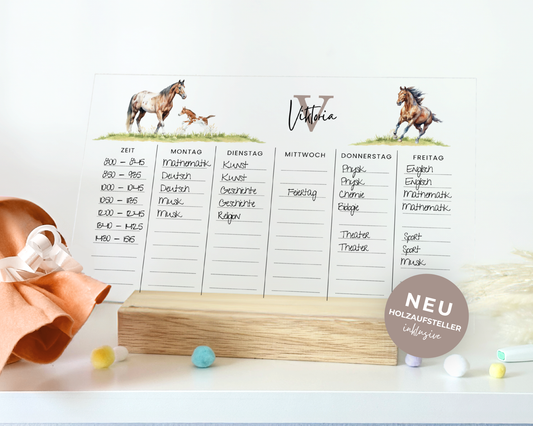 Stundenplan Acryl personalisierbar - Design PFERDE