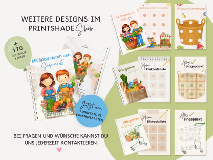 Einkaufsliste inkl. Symbolkarten - Design SUPERMARKT KINDER - Personalisierbar