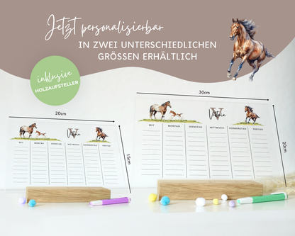 Stundenplan Acryl personalisierbar - Design PFERDE