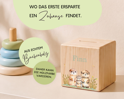 Holzspardose personalisiert Otter