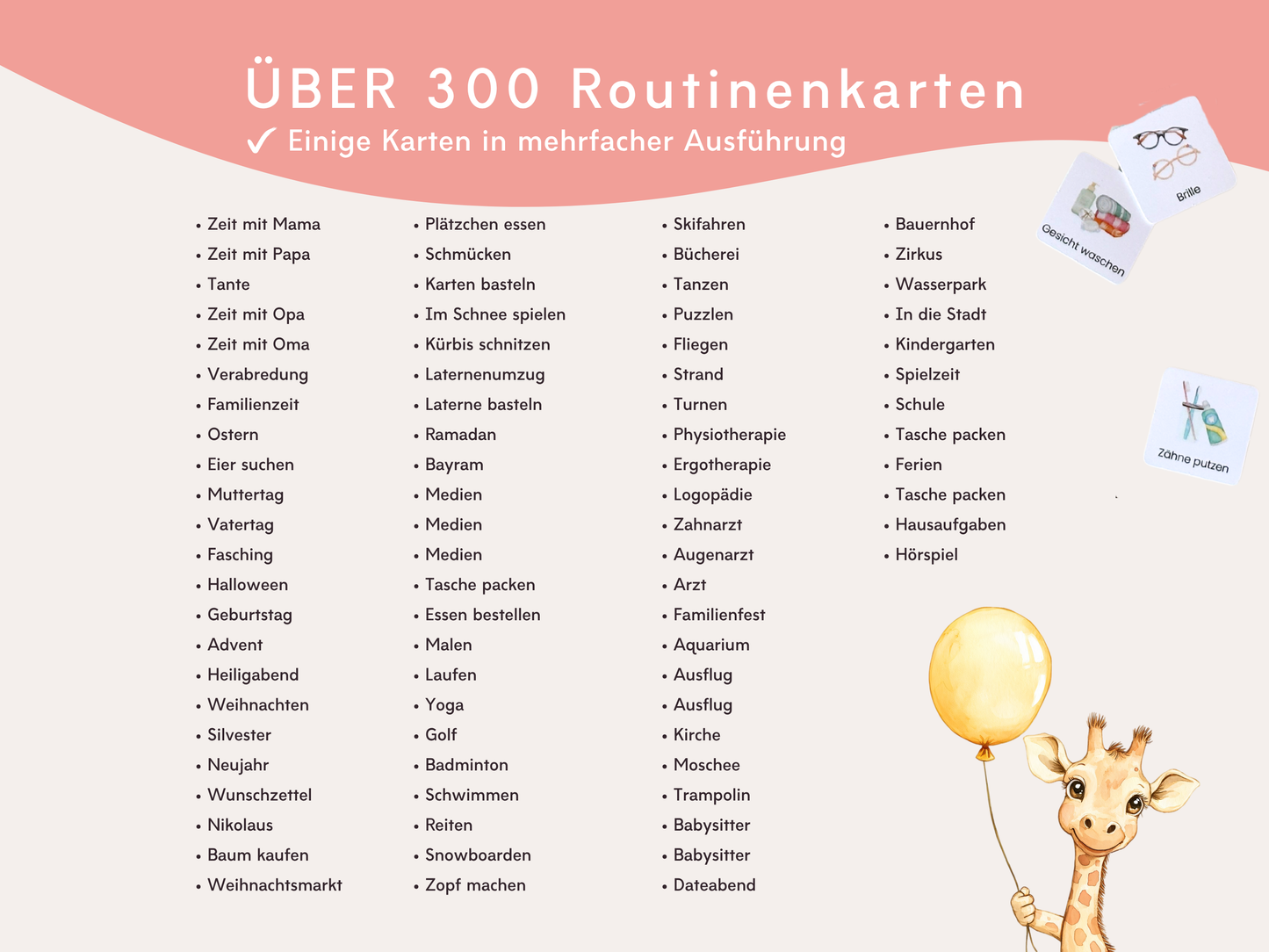 Wochenplaner inkl. Symbolkarten - Design ROSA ELEFANT - Personalisierbar