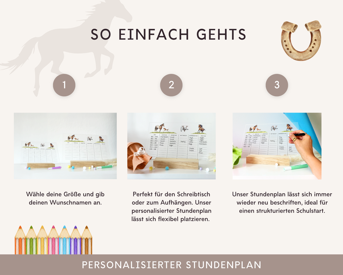 Stundenplan Acryl Pferde