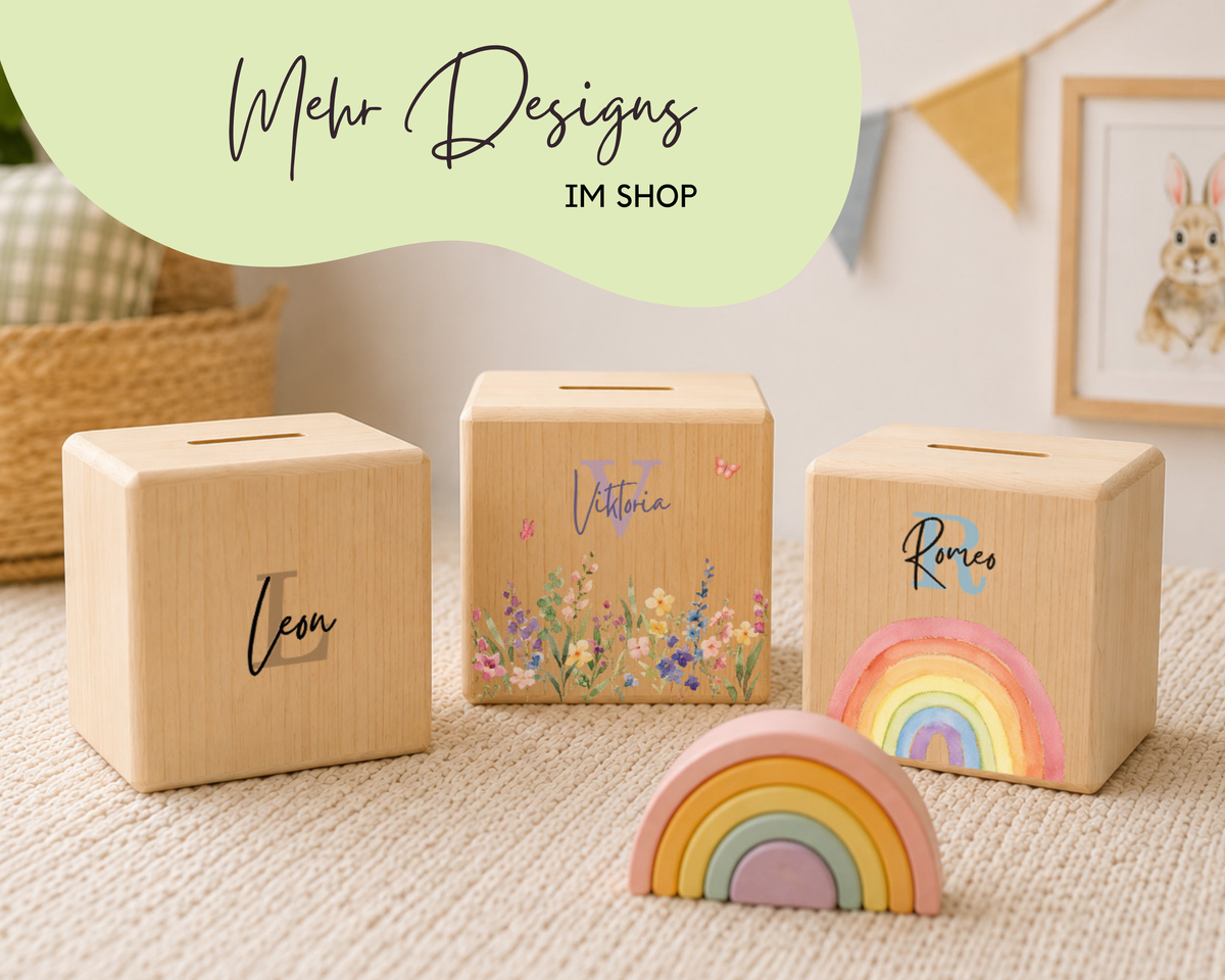 Mehr Designs der Holzspardose im Printshade Shop