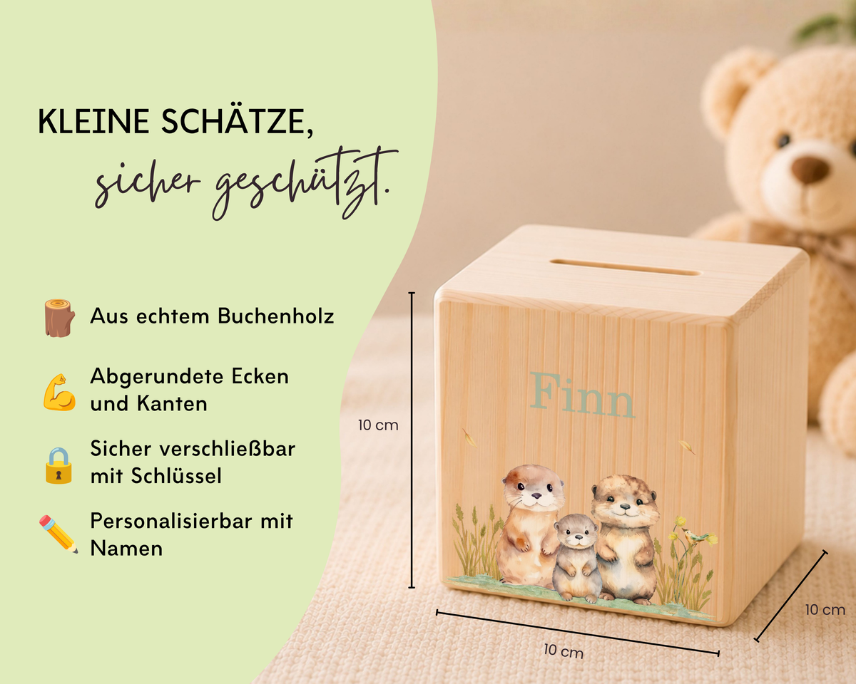 Holzspardose personalisiert Otter