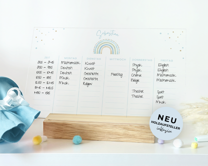 Stundenplan Acryl personalisierbar - Design REGENBOGEN BLAU