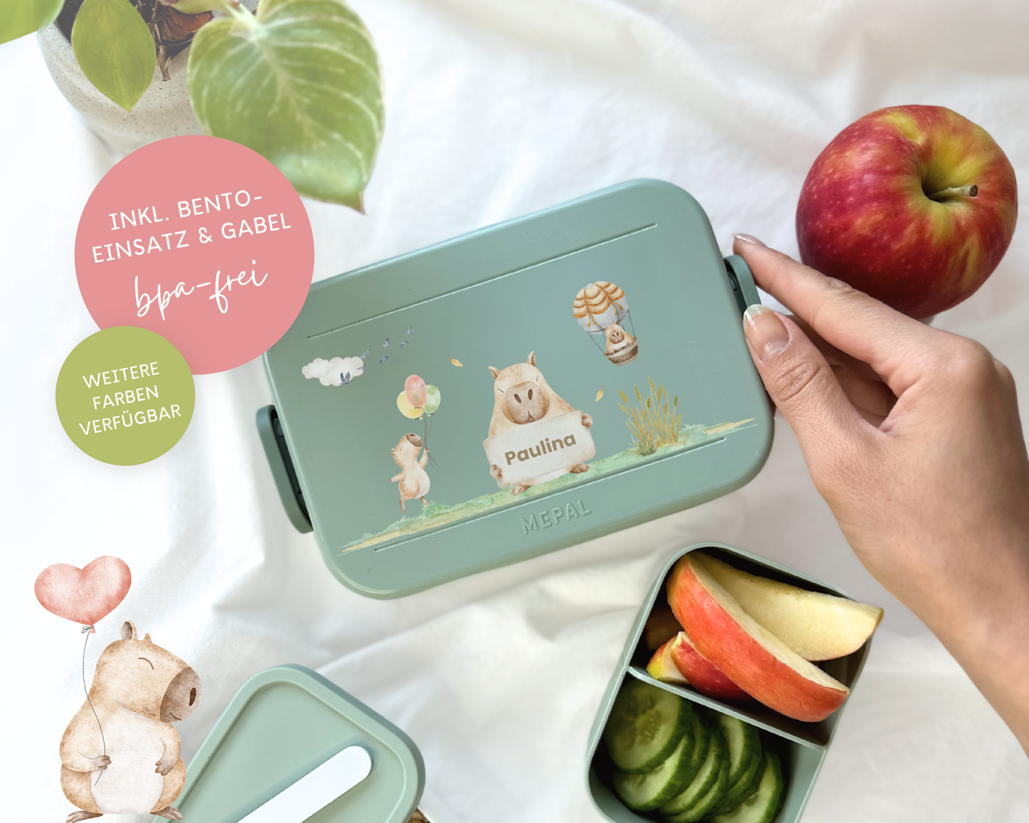 Mepal Brotdose mit Name personalisierbar - Design CAPYBARA - Verschiedene Farben