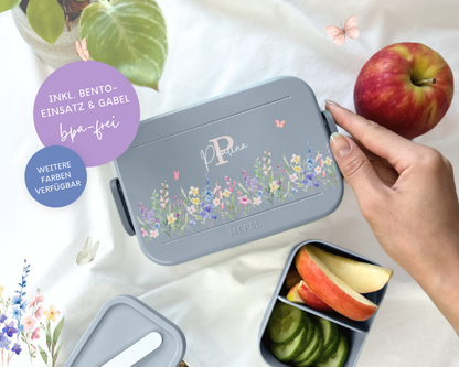 Mepal Brotdose mit Name personalisierbar - Design BLUMEN - Verschiedene Farben