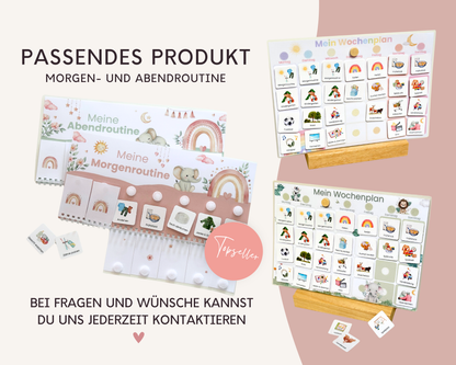 Wochenplaner inkl. Symbolkarten - Design ROSA ELEFANT - Personalisierbar