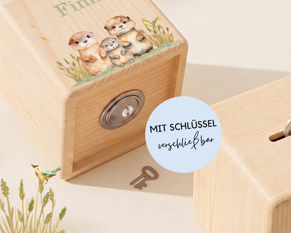 Holzspardose personalisiert Otter