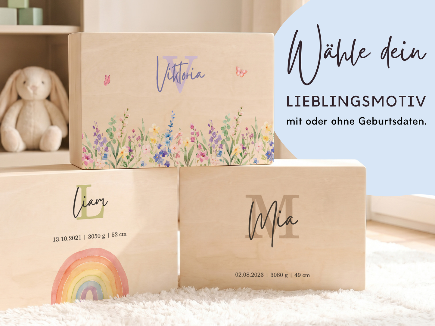 Erinnerungsbox personalisiert Blumenwiese Lila