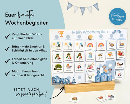 Wochenplaner inkl. Symbolkarten - Design AUTOS - Personalisierbar