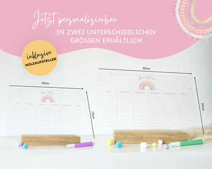 Stundenplan Acryl personalisierbar - Design REGENBOGEN ROSA