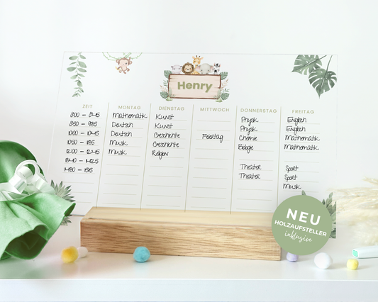 Stundenplan Acryl personalisierbar - Design SAFARI