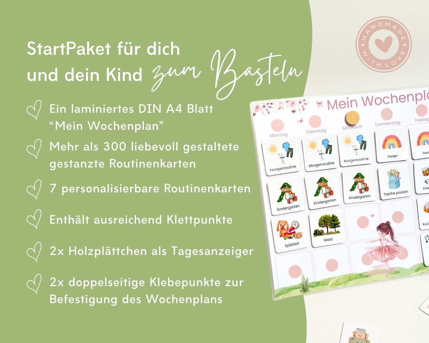 Wochenplaner inkl. Symbolkarten - Design BALLERINA - Personalisierbar